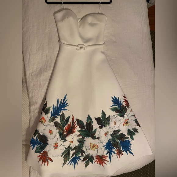 Badgley Mischka Floral Strapless Scuba Dress - Picture 7 of 9